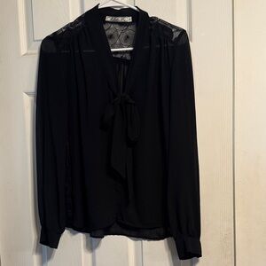 Chloe K Black Lace Accent Blouse